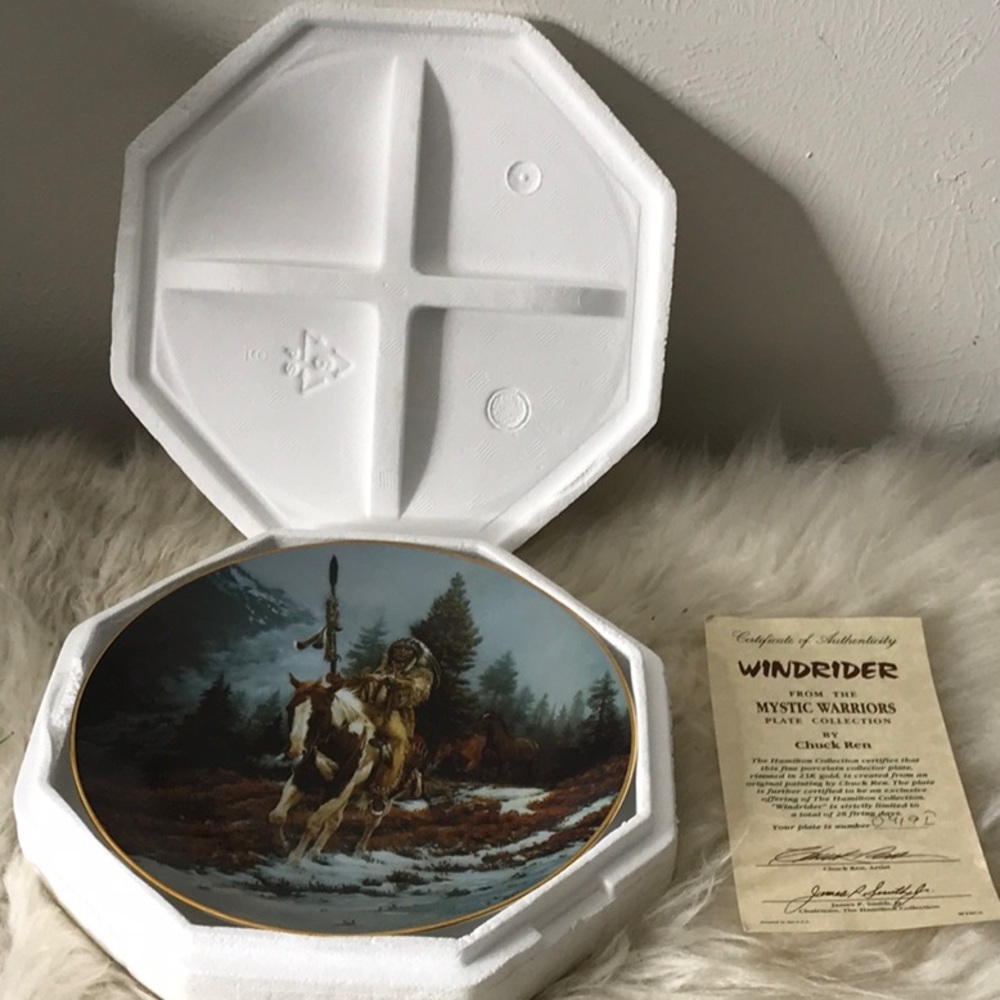 NEW 1992 The Hamilton Collection Mystic Warrior Windrider plate numbered CoA